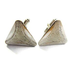 3/4" Triangle Cufflinks Vintage Sterling Silver 925 Patina Party Tux